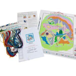 "Remnant Snow On The Roof" Cross Stitch Kit w/ Threads & Pattern Winter Scene